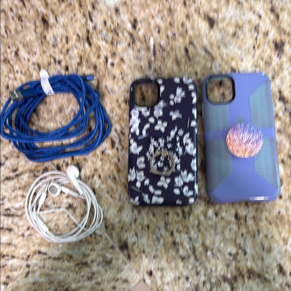 4 Pc Bundle Apple IPhone 11 2 Phone Cases 1 Charger 1 Wired Earbuds